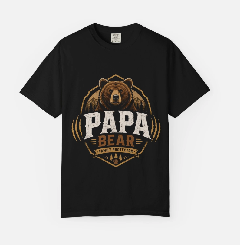 Papa Bear Graphic T-Shirt Family Protector Bear Design Father's Day Gift