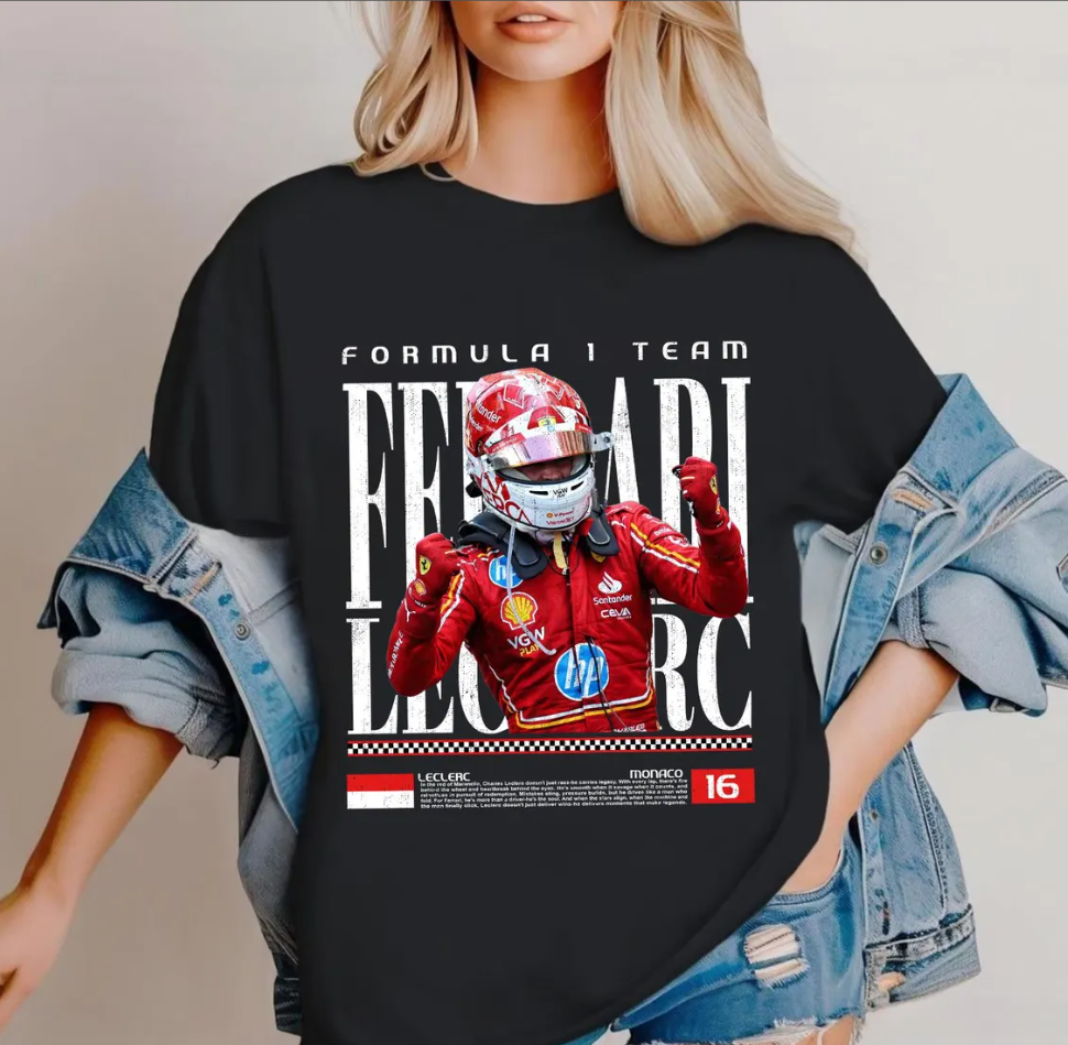 Charles Leclerc 16 Ferrari F1 Shirt – Formula 1 Racing Victory Tee for Fans