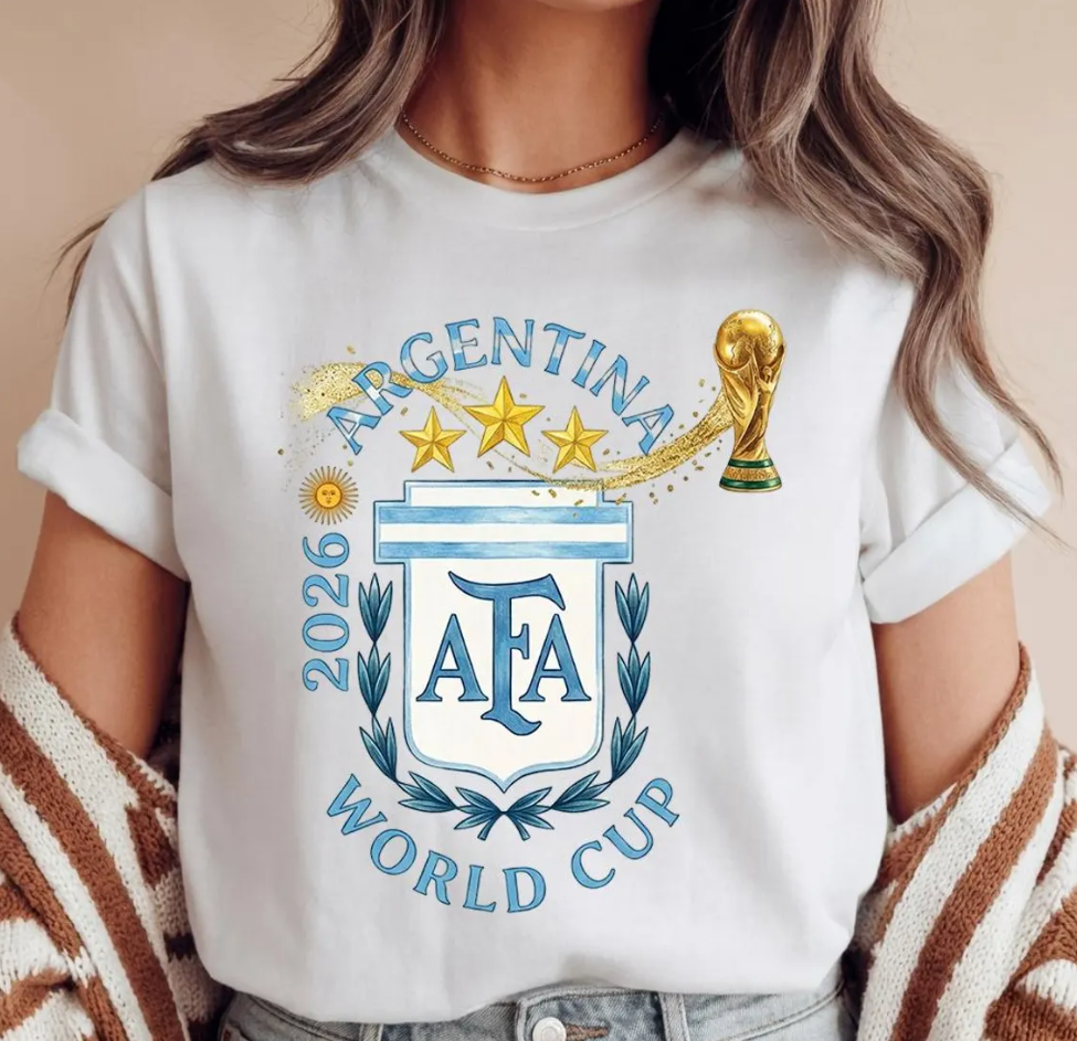 Argentina AFA World Cup 2026 Trophy T-Shirt, Argentina Soccer Fan Shirt, Argentina 3 Stars Champion Gift, World Cup 2026 Football Tee