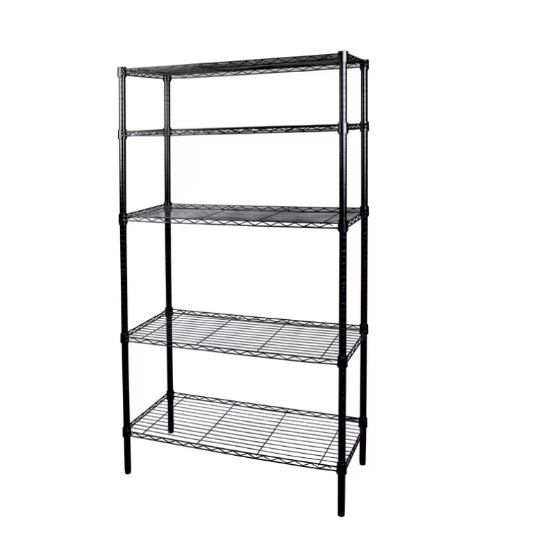Hyper Tough 5-Tier Wire Storage Shelves, 36" W x 16" D x 72" H, 1750 lb Load Capacity, Black