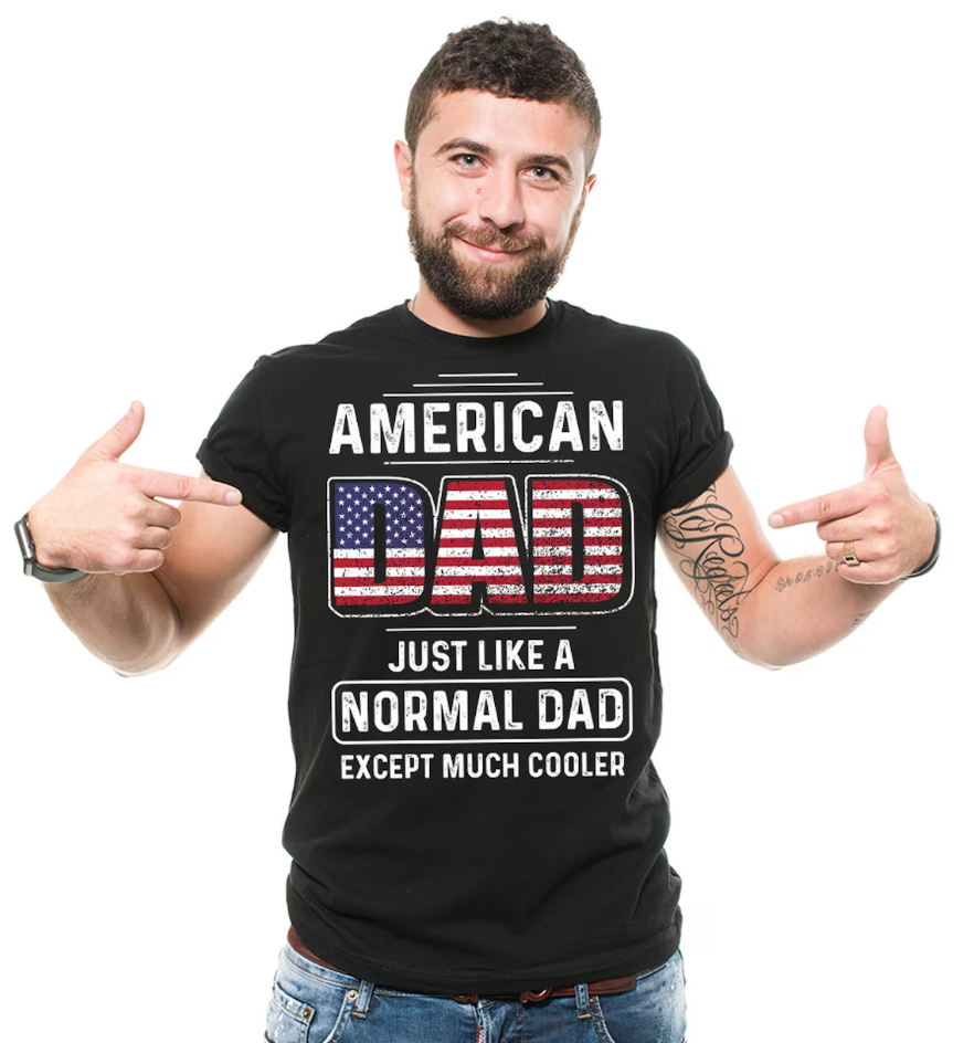 Men’s American Dad Patriotic T-Shirt | USA Flag Father’s Day & 4th of July Tee