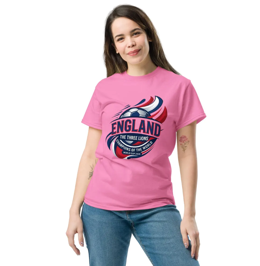 England Three Lions Soccer World Cup T-Shirt – 2026 Football Fan Tee