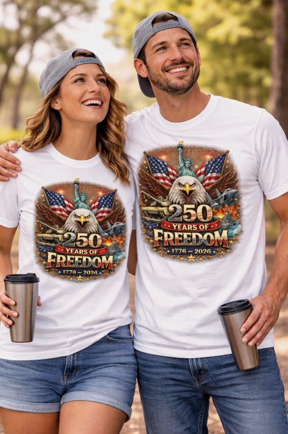250 Years of Freedom 1776 2026 Patriotic Unisex Tshirt