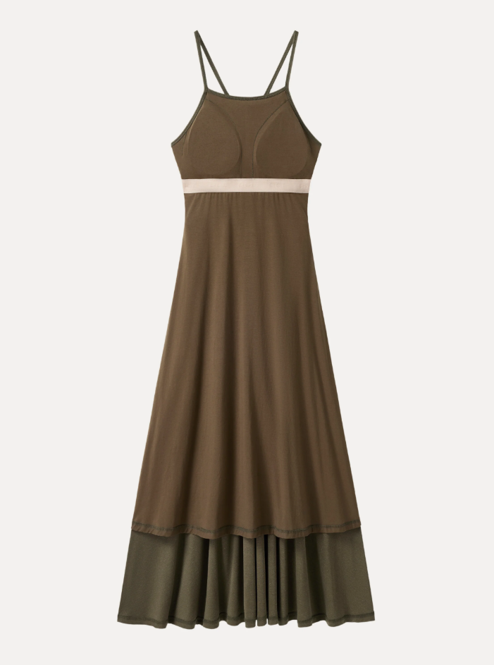 Soft Linen Knit Spaghetti Midi Bra Dress