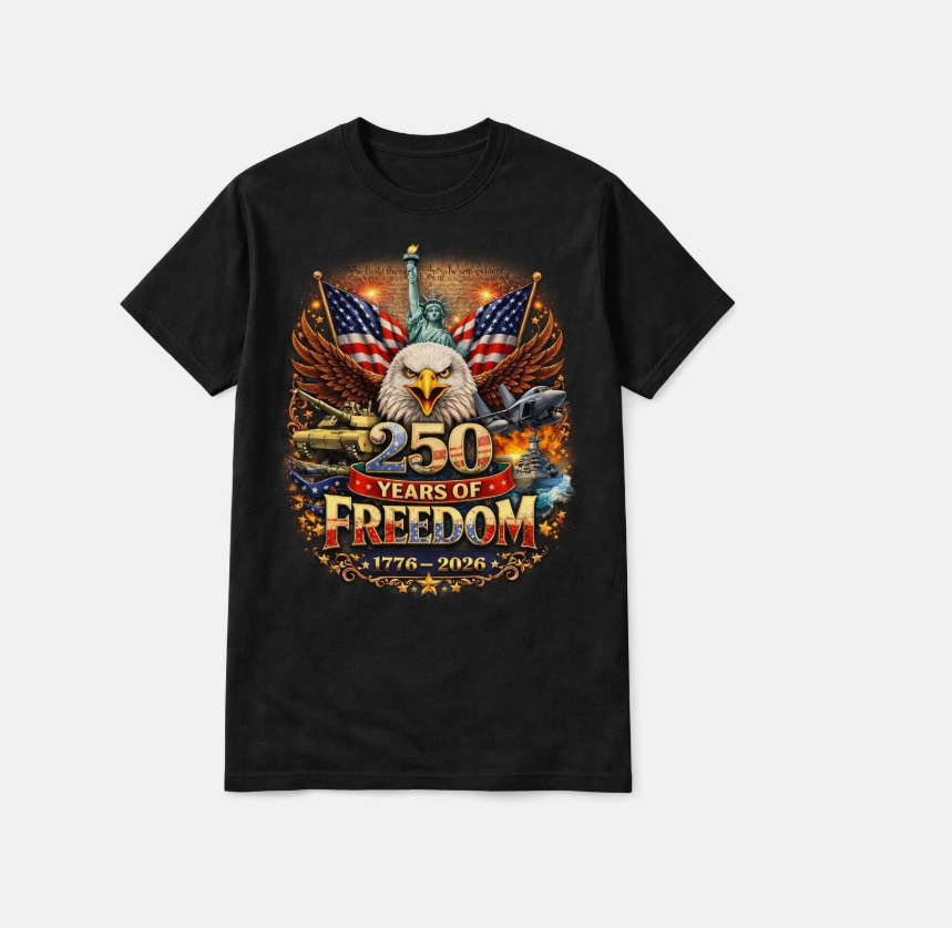 250 Years of Freedom 1776 2026 Patriotic Unisex Tshirt
