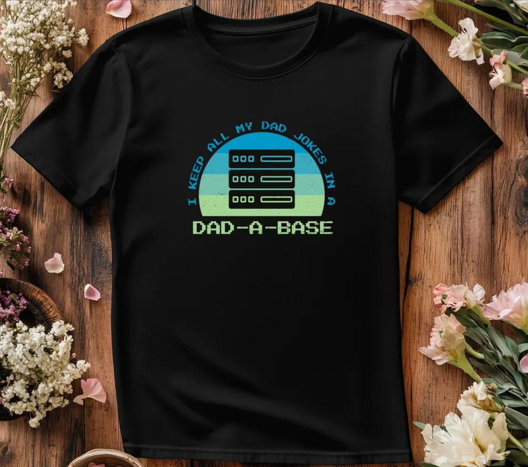 Dad-A-Base Dad Jokes T-Shirt – Funny Programmer Dad Shirt, Geek Father’s Day Gift for Him