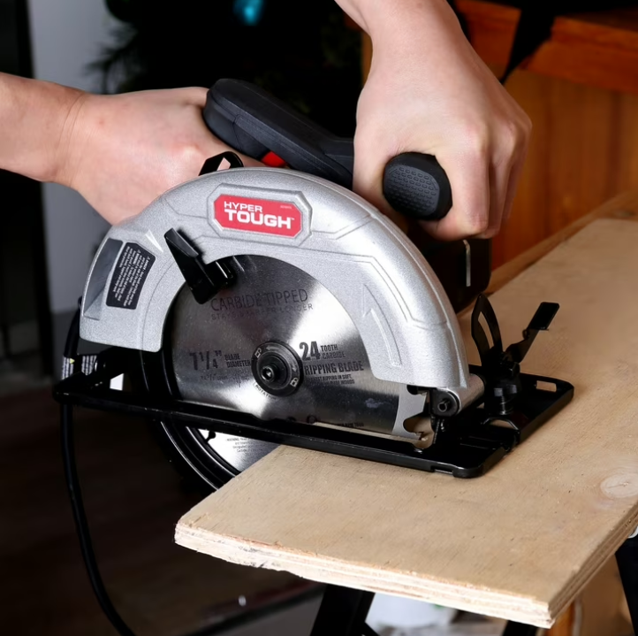 Hyper Tough 12 Amp 7-1/4 Inch Corded Circular Saw with Steel Shoe and Adjustable Bevel