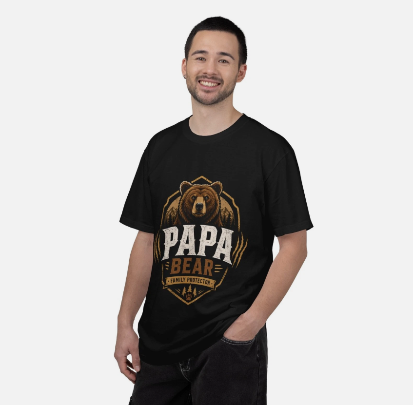 Papa Bear Graphic T-Shirt Family Protector Bear Design Father's Day Gift