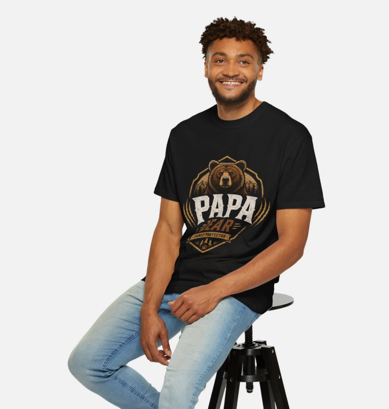 Papa Bear Graphic T-Shirt Family Protector Bear Design Father's Day Gift