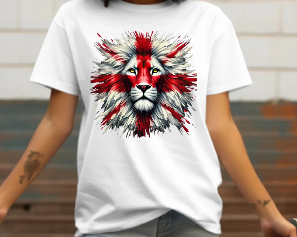 England Flag Lion T-Shirt: English Pride Soccer & Rugby Tee