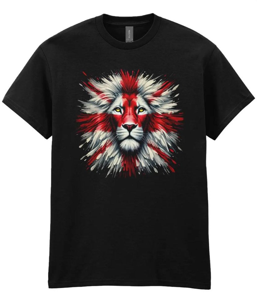 England Flag Lion T-Shirt: English Pride Soccer & Rugby Tee