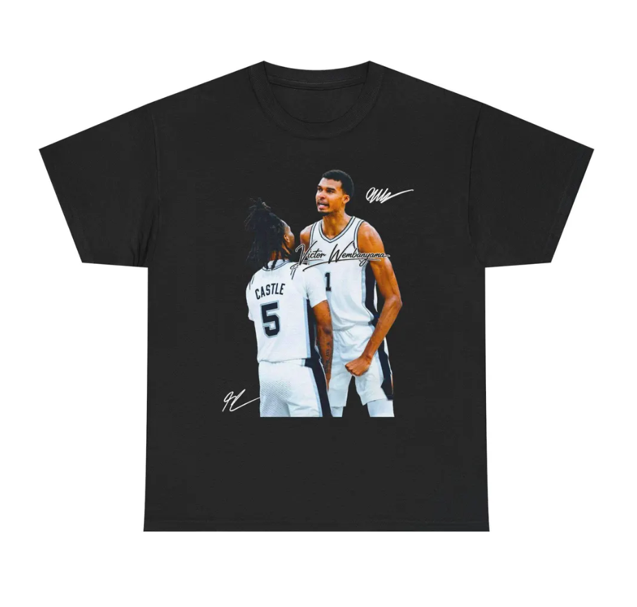 Victor Wembanyama and Stephon Castle San Antonio T Shirt Autograph Edition