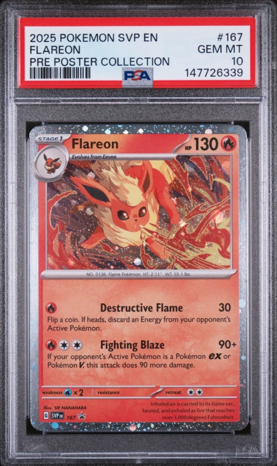 PSA 10 - POKEMON FLAREON 167 SVP EN-SV 2025 BLACK STAR PROMO POSTER COLLECTION