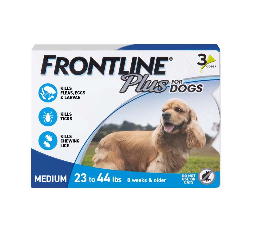 FRONTLINE Plus for Dogs Flea & Tick Medium Breed Dog Spot Treatment, 23 - 44 lbs, 3 Count