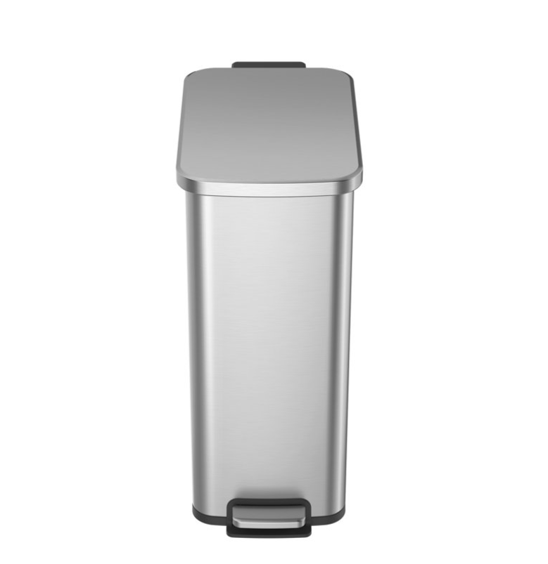 Better Homes & Gardens Kitchen Trash Can, 13.2 Gallon Stainless Steel Slim Step Garbage Bin with Soft Close Lid, Silver