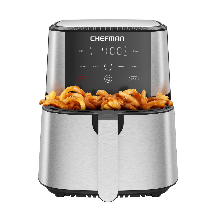 Chefman 6 Qt. Air Fryer 4 Functions w/ Touch Controls, HI-FRY Button, Stainless Steel