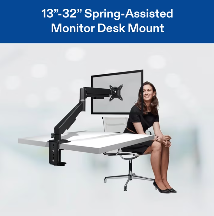 onn Spring Assisted Desk Mount for 13" to 32" Monitors/TVs, 3x Load Tested, Holds up to 19.8 lbs.