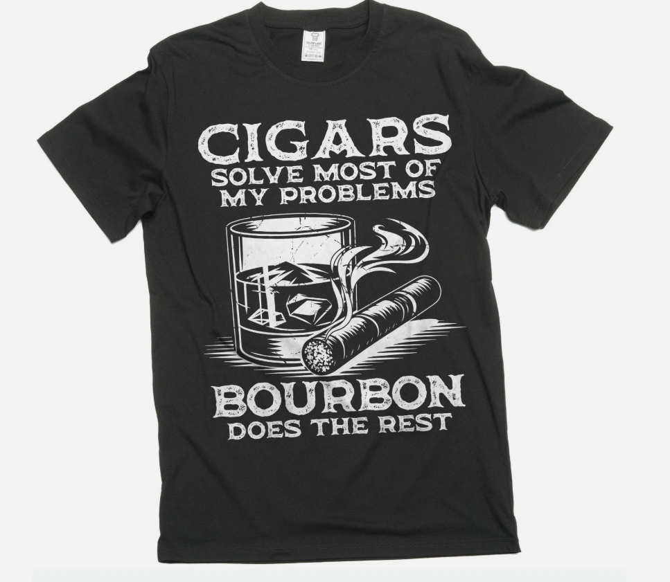Men's Funny Cigars and Bourbon T-shirt Father's day tee gifts cigar t-shirt