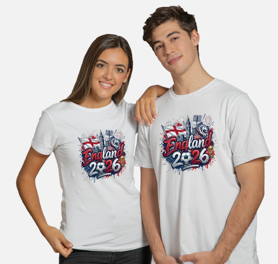England Patch World Cup 2026 White T-Shirt England Fans World Cup T-Shirt