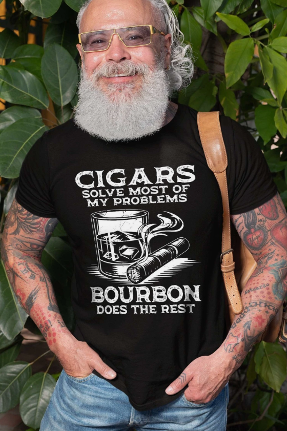 Men's Funny Cigars and Bourbon T-shirt Father's day tee gifts cigar t-shirt