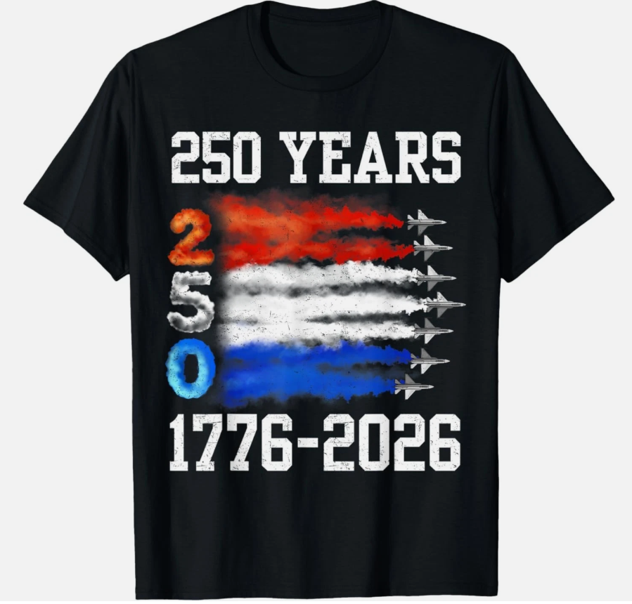250 Years 1776 2026 250th Vintage 4th July American Flag T-Shirt