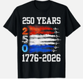250 Years 1776 2026 250th Vintage 4th July American Flag T-Shirt