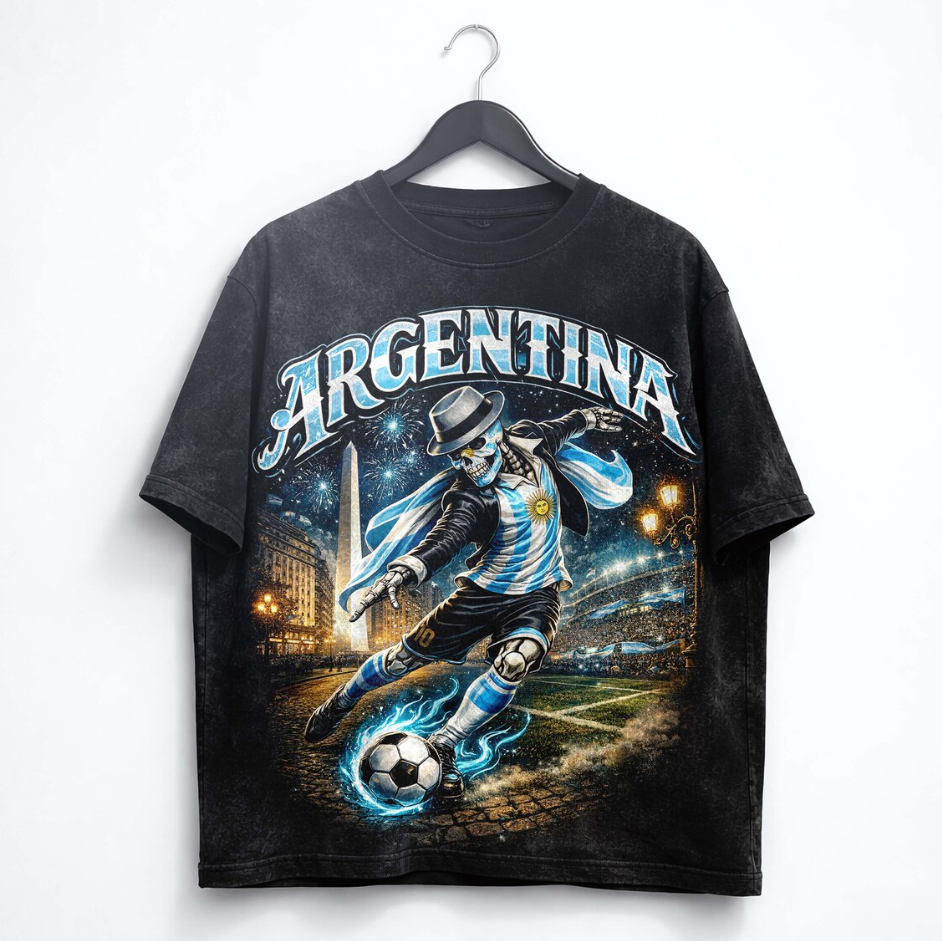 World Cup 2026 Shirt, USA Canada Mexico Soccer T-Shirt, Gothic Skull Argentina Football Tee, Dark Aesthetic Streetwear, Unisex Football Gift