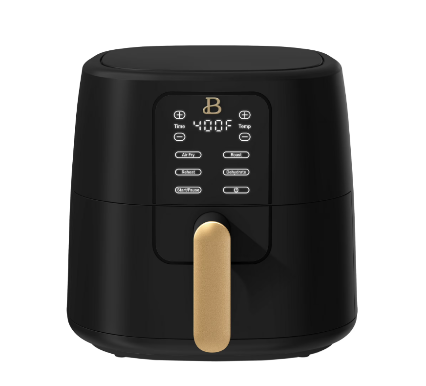 Beautiful 6 Qt Air Fryer with TurboCrisp Technology, EverGood Ceramic Nonstick Coating, Black Sesame by Drew Barrymore