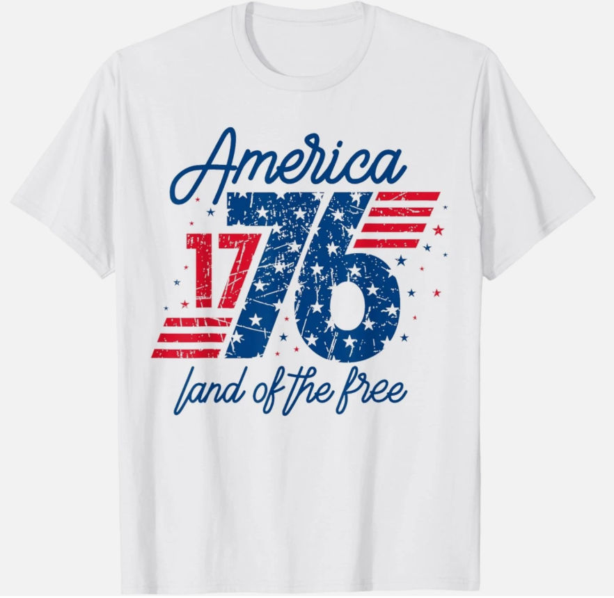 Retro America 1776 Land of The Free 4th of July T-Shirt