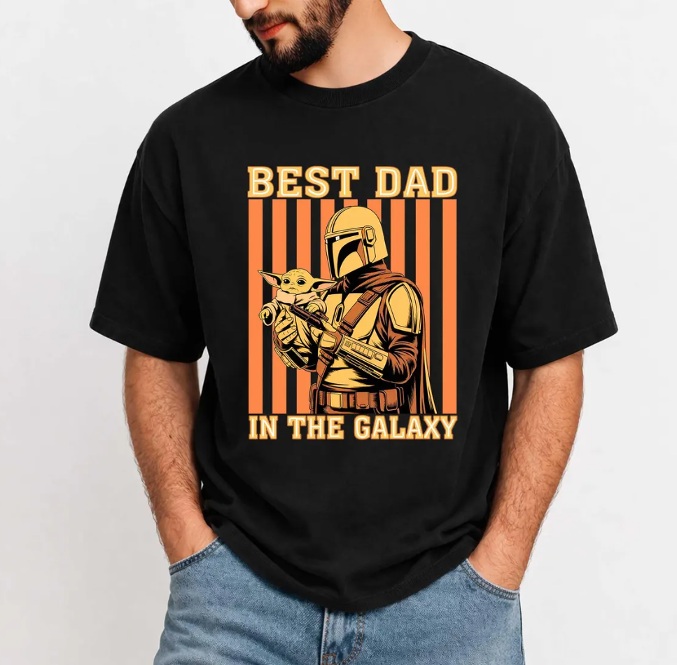Best Dad in the Galaxy PNG – Vintage Cartoon Dad Sublimation Design, Funny Dad Jokes PNG for Father’s Day Gifts