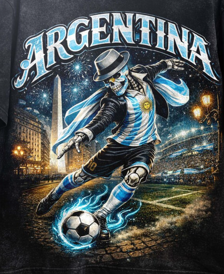 World Cup 2026 Shirt, USA Canada Mexico Soccer T-Shirt, Gothic Skull Argentina Football Tee, Dark Aesthetic Streetwear, Unisex Football Gift