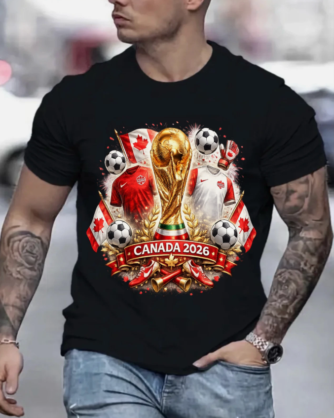 2026 World Cup Fan Tee American Flag Football T-Shirt Canada Football Team Shirt