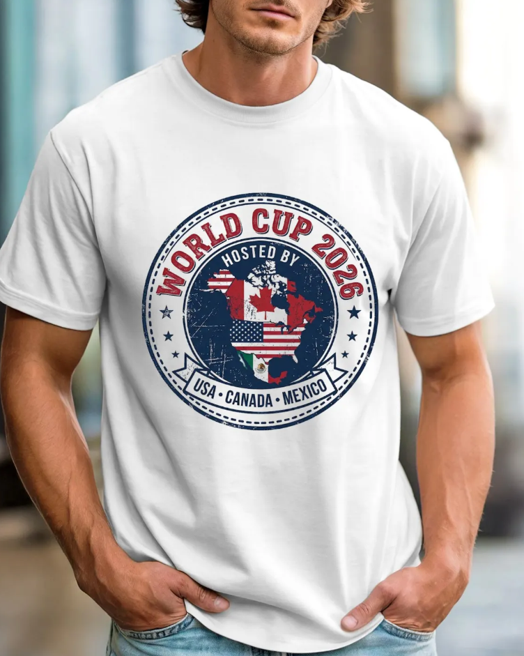 World Cup 2026 USA Canada Mexico Soccer Tee | Retro Badge Tournament Shirt
