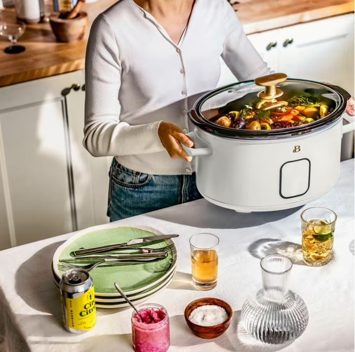 Beautiful 6 Qt Programmable Slow Cooker, White Icing by Drew Barrymore
