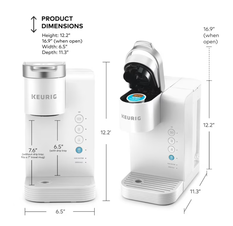 Keurig K-Express Essentials Plus, Iced and Hot Single-Serve K-Cup Pod Coffee Maker, White