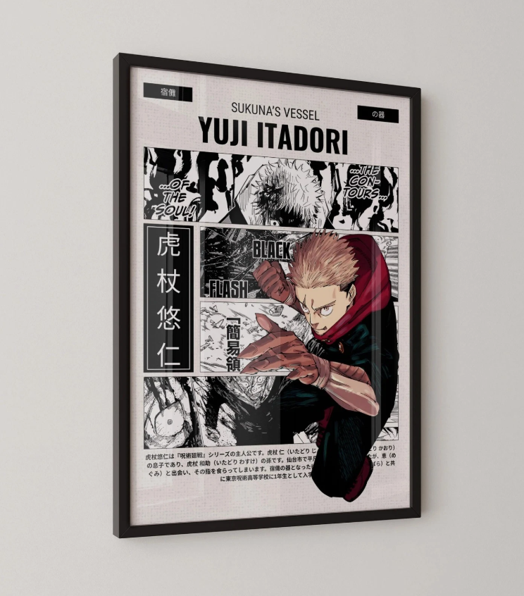 Yuji Itadori Cursed Arm Poster Jujutsu Kaisen Anime Wall Art Print All Sizes