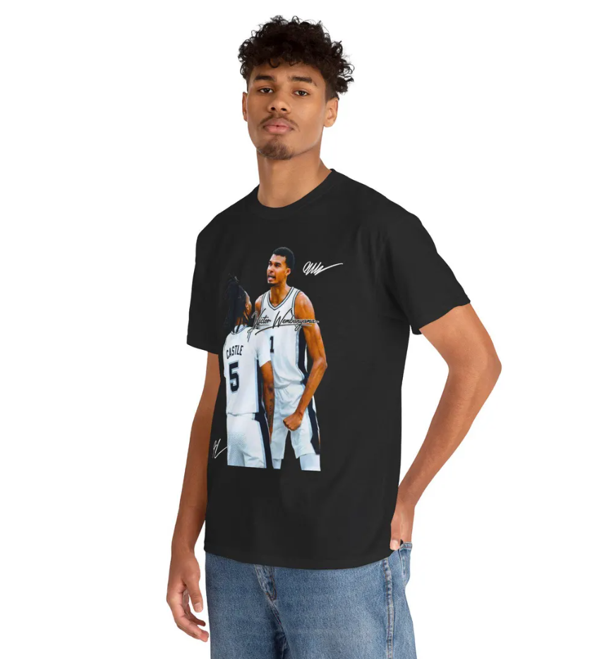 Victor Wembanyama and Stephon Castle San Antonio T Shirt Autograph Edition