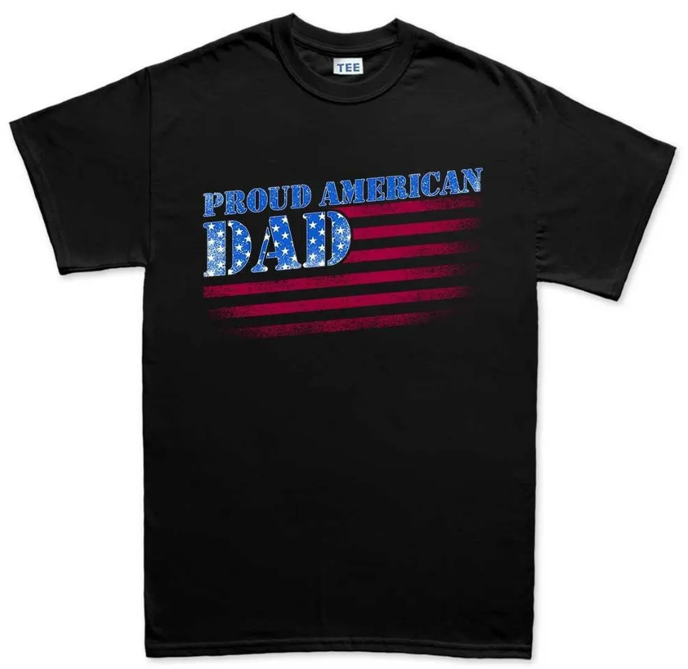 Proud American Dad Shirt, Patriotic Father's Day Gift, Papa Mens Tee Top