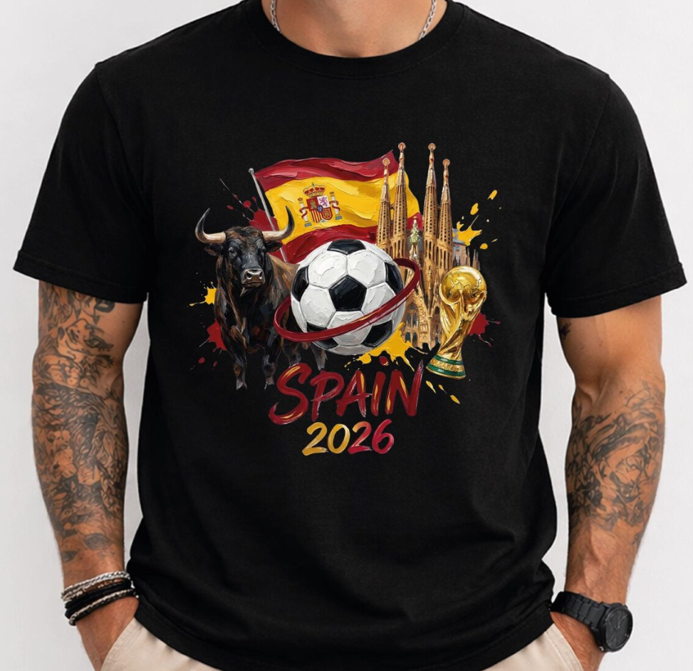 Spain 2026 Shirt, World Cup Soccer Tee, Spanish Flag Football T-Shirt, FIFA 2026 Fan Gift, Graphic Sports Tee, Unisex Shirt
