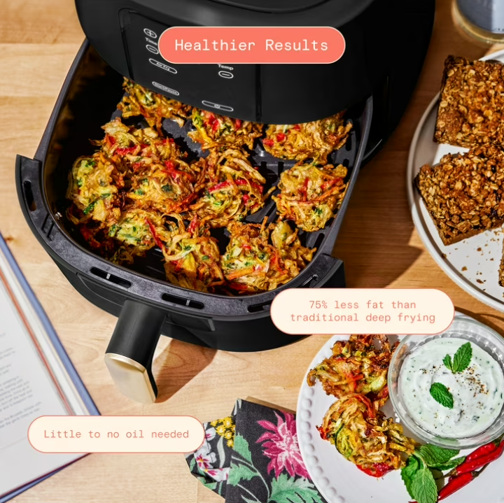 Beautiful 6 Qt Air Fryer with TurboCrisp Technology, EverGood Ceramic Nonstick Coating, Black Sesame by Drew Barrymore