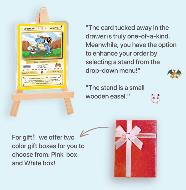 Father's Day Pokemon Card, Father's Day Gifts Custom, Card with 6 Pokemon Design Options, Gift for Dad, Gift for Pokemon Fans