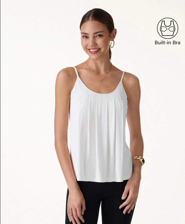 U-Neck Pleated Spaghetti Bra Tank