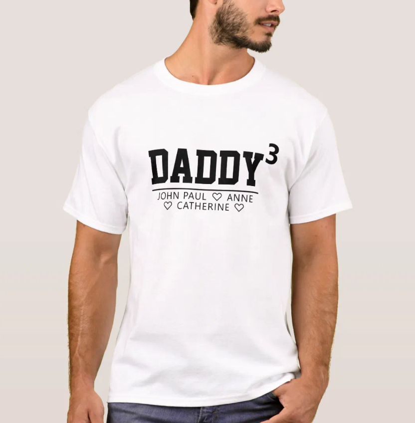 Daddy Cubed or Greater T-Shirt – Personalized Kid’s Names Father’s Day Gift for Dad