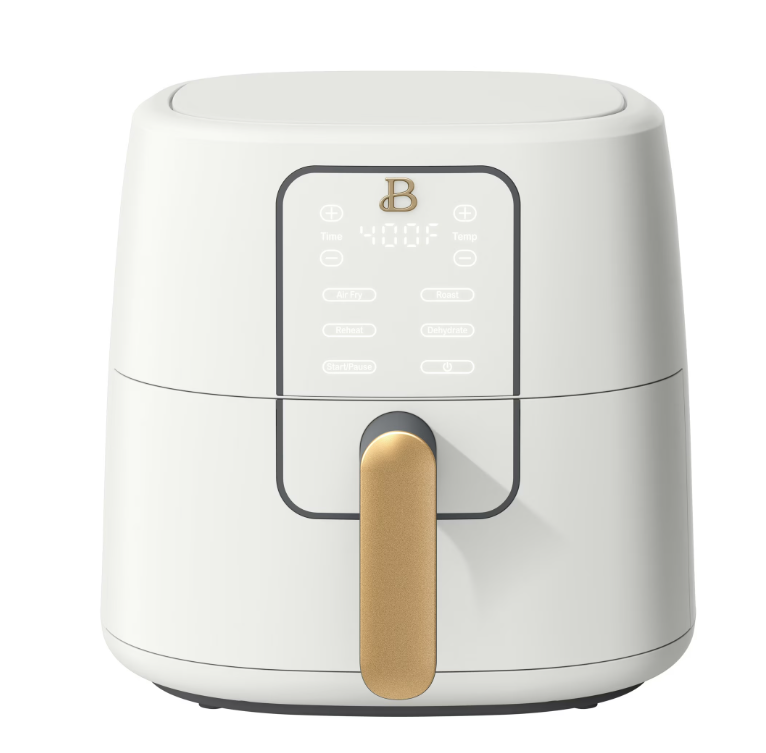 Beautiful 6qt Air Fryer with TurboCrisp Technology, EverGood Ceramic Nonstick Coating, White Icing