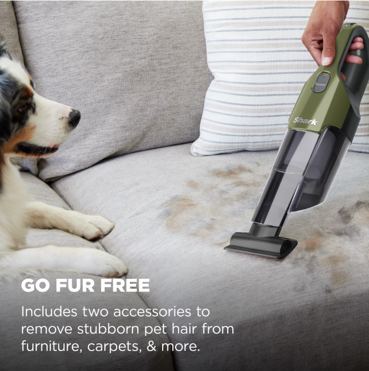 Shark Cyclone Handheld Vacuum, On-the-Go Cleaning, HyperVelocity Suction, USB Charging, CH700WM, Herb