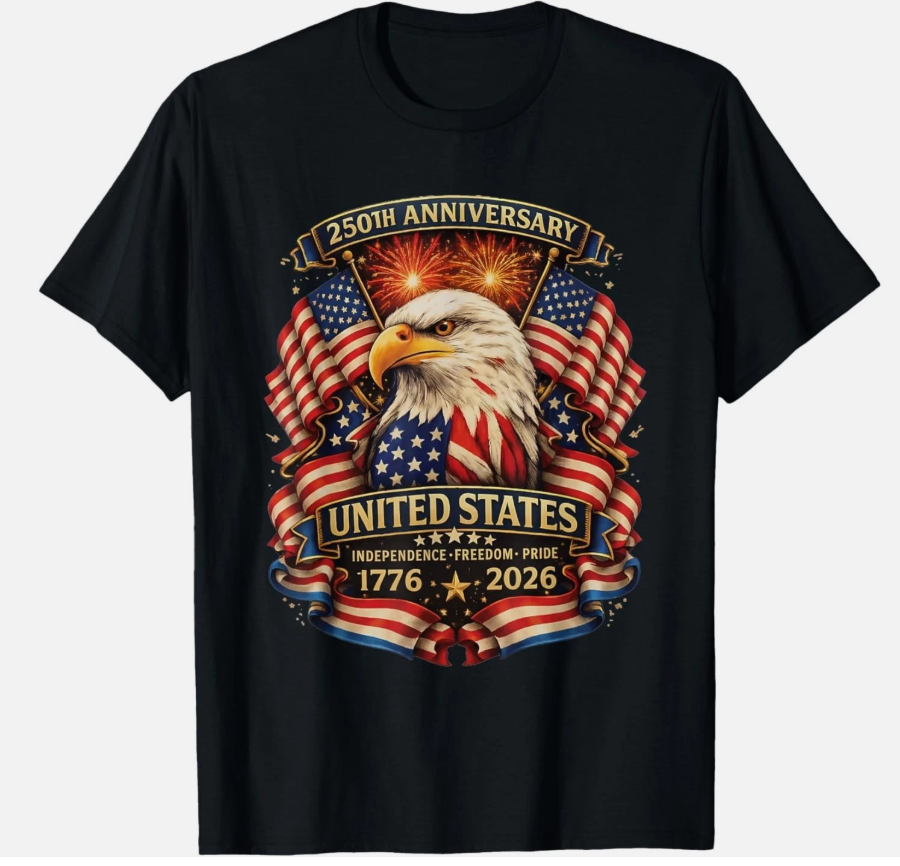 USA Independence 250th Anniversary 1776 2026 Patriotic Eagle T-Shirt
