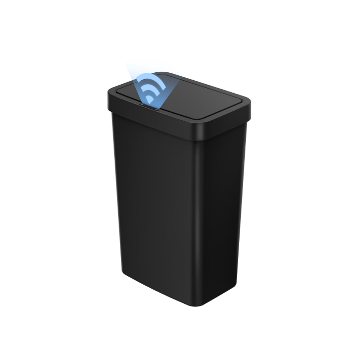 Mainstays Kitchen Automatic Trash Can, 13.2 Gallon Plastic Motion Sensor Garbage Bin, Black