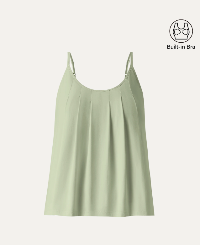 U-Neck Pleated Spaghetti Bra Tank