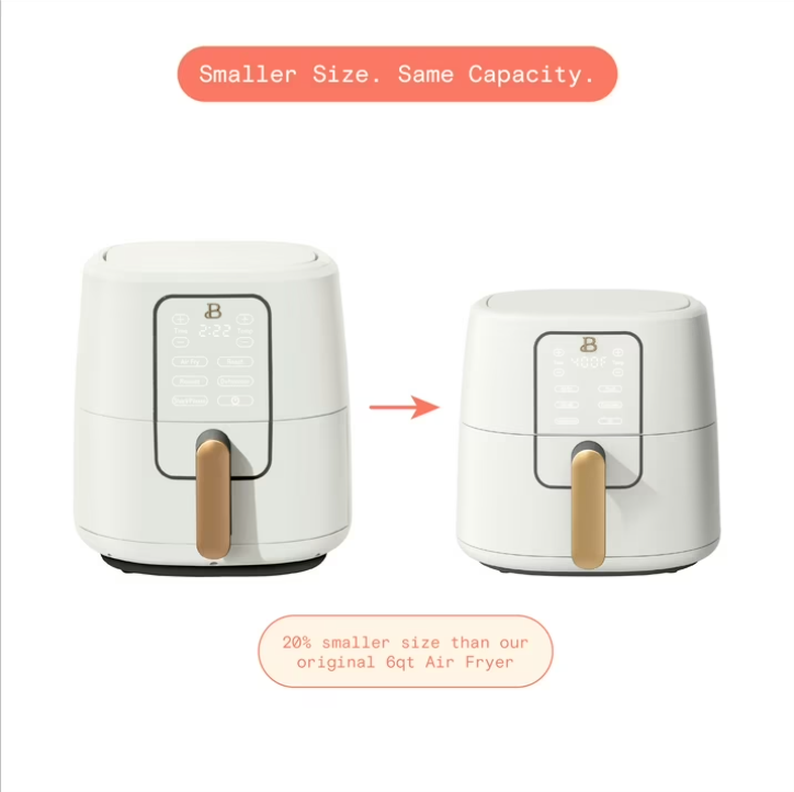 Beautiful 6qt Air Fryer with TurboCrisp Technology, EverGood Ceramic Nonstick Coating, White Icing