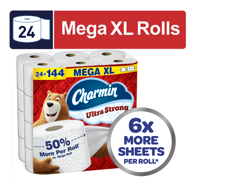 Charmin Ultra Strong Toilet Paper 24 Mega XL Rolls, 330 Sheets Per Roll